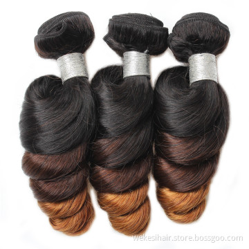 Same Day Shipping Weave Human Hair Bundles,Virgin Brazilian Hair 3 Bundles Ombre Body Wave Bundles With Closure